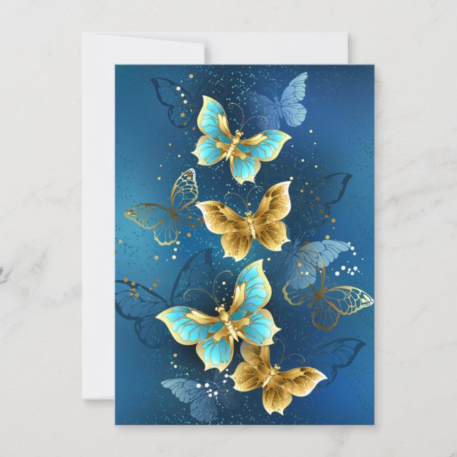 Golden butterflies holiday card (Front)