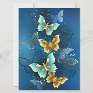 Golden butterflies holiday card