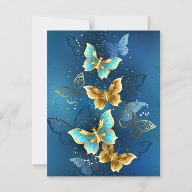 Golden butterflies holiday card (Front)