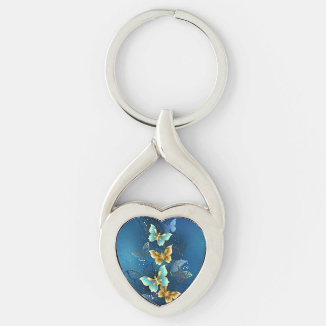 Golden butterflies keychain (Front)