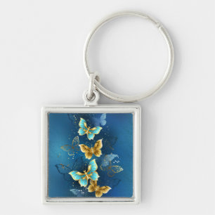 Golden butterflies keychain