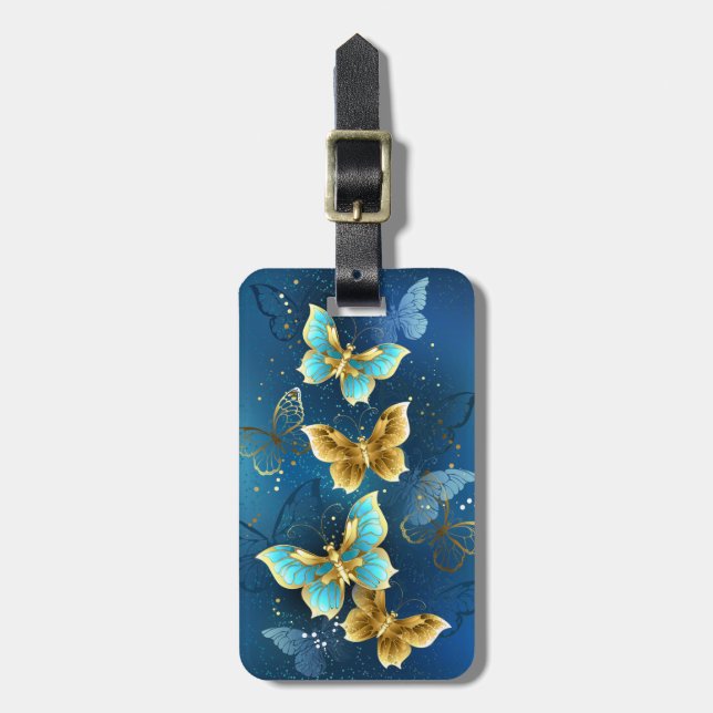 Golden butterflies luggage tag (Front Vertical)