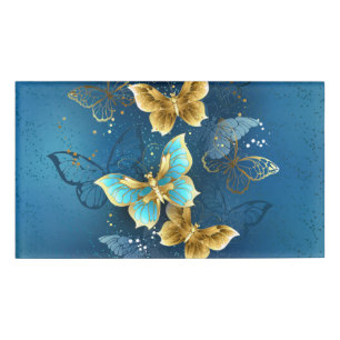 Golden butterflies name tag