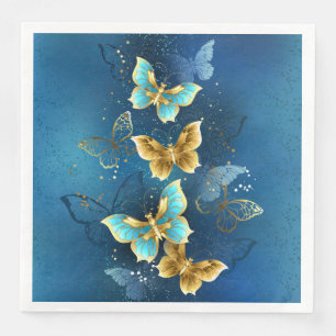 Golden butterflies napkin