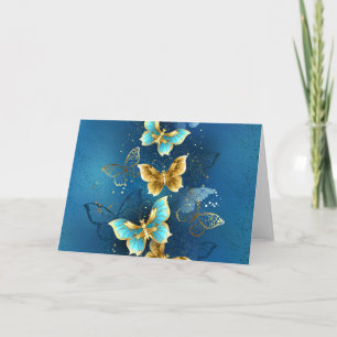 Golden butterflies note card