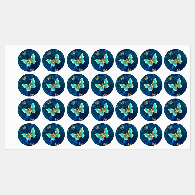 Golden Butterflies on a Blue Background (Sheet)