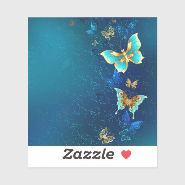 Golden Butterflies on a Blue Background (Sheet)