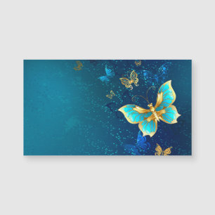Golden Butterflies on a Blue Background