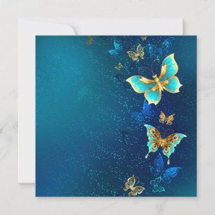 Golden Butterflies on a Blue Background Advice Card