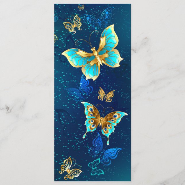 Golden Butterflies on a Blue Background Advice Card (Front)