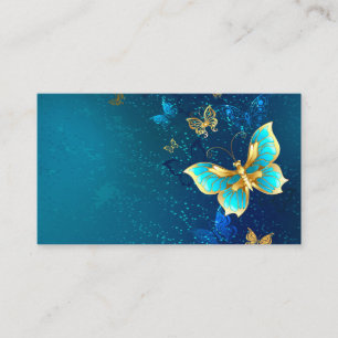 Golden Butterflies on a Blue Background Advice Card