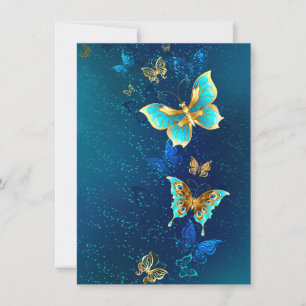 Golden Butterflies on a Blue Background Advice Card