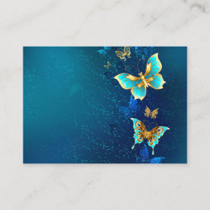 Golden Butterflies on a Blue Background Calling Card