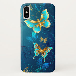 Golden Butterflies on a Blue Background Case-Mate iPhone Case