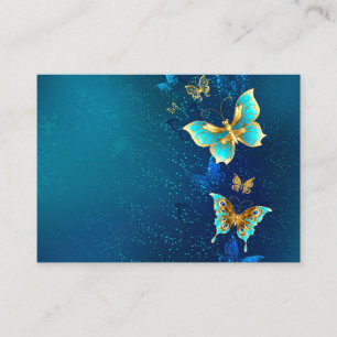Golden Butterflies on a Blue Background Discount Card