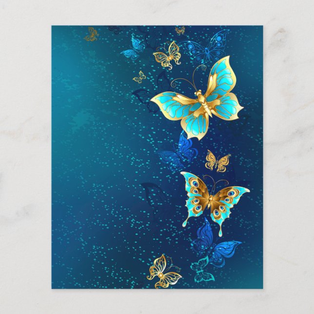 Golden Butterflies on a Blue Background Flyer (Front)