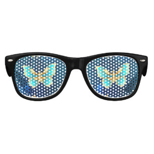 Golden Butterflies on a Blue Background Kids Sunglasses