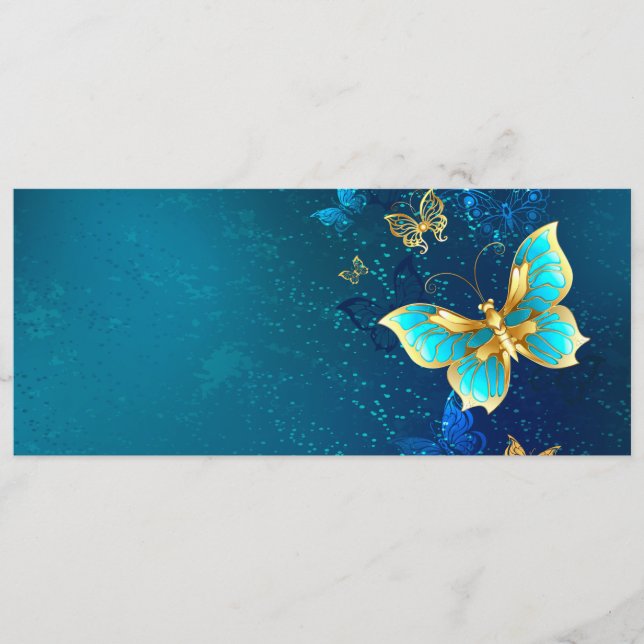Golden Butterflies on a Blue Background Menu (Front)