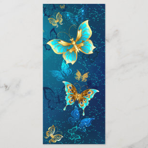 Golden Butterflies on a Blue Background Menu