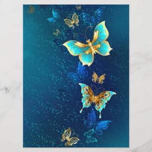 Golden Butterflies on a Blue Background Menu