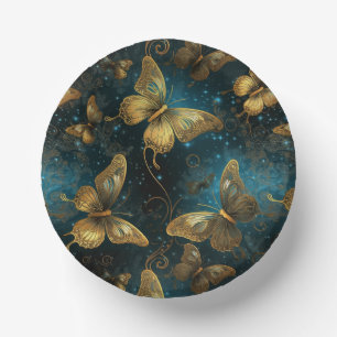 Golden Butterflies Paper Bowls Paper Plate