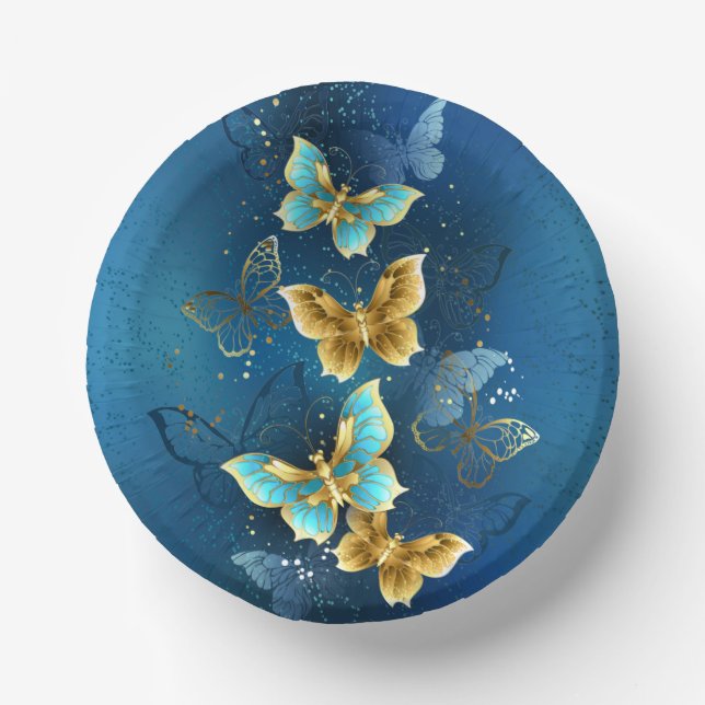 Golden butterflies paper plate (Front)