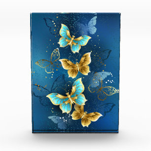 Golden butterflies photo block