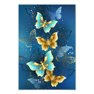 Golden butterflies photo print