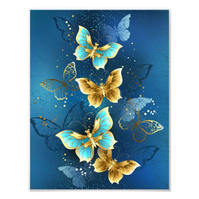 Golden butterflies photo print (Front)