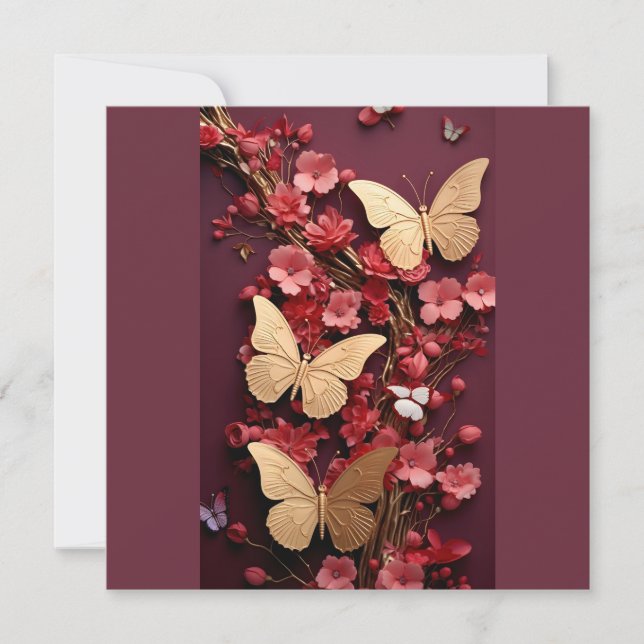 Golden Butterflies Postcard (Front)