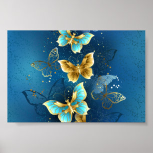 Golden butterflies poster