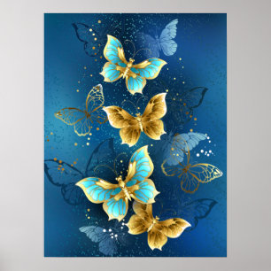 Golden butterflies poster