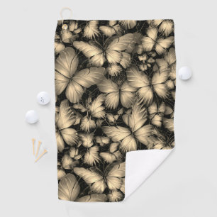 Golden Butterflies Print Golf Towel