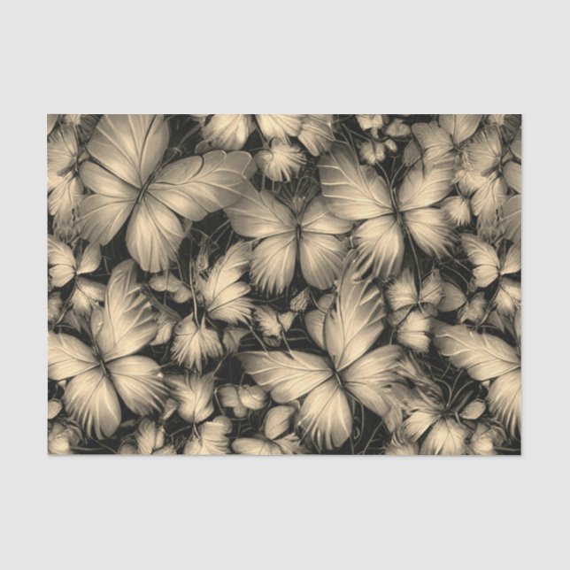 Golden Butterflies Print Tissue Paper (Front)