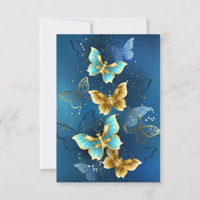 Golden butterflies RSVP card (Front)