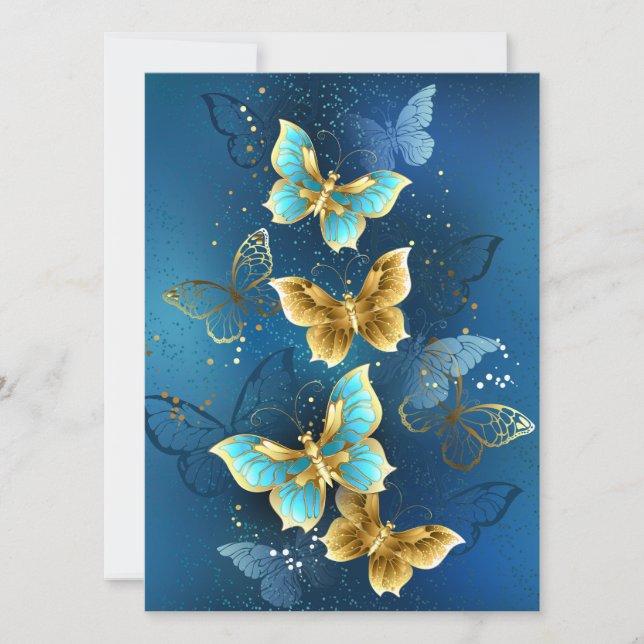 Golden butterflies save the date (Front)