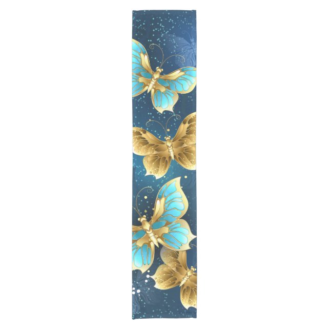 Golden butterflies short table runner (Front)