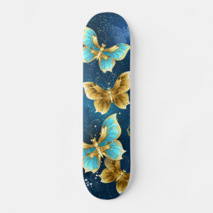 Golden butterflies skateboard