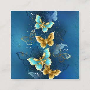 Golden butterflies square business card