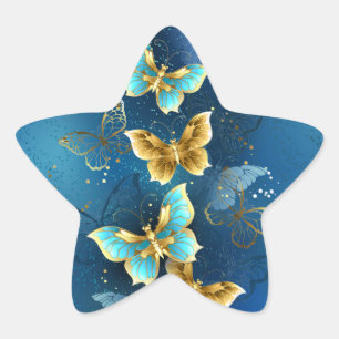 Golden butterflies star sticker