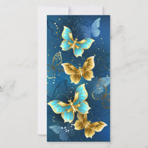Golden butterflies thank you card