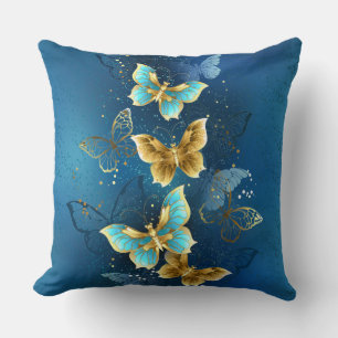 Golden butterflies throw pillow