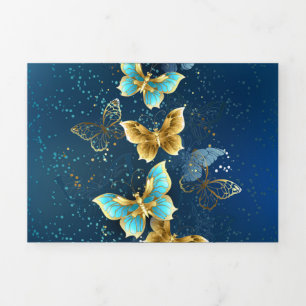 Golden butterflies Tri-Fold holiday card
