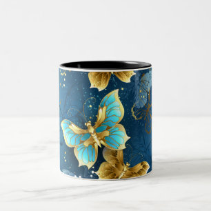 Golden butterflies Two-Tone coffee mug