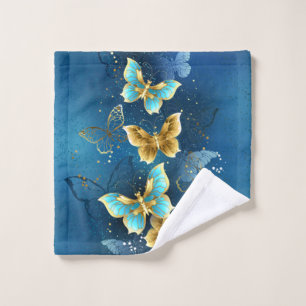 Golden butterflies wash cloth