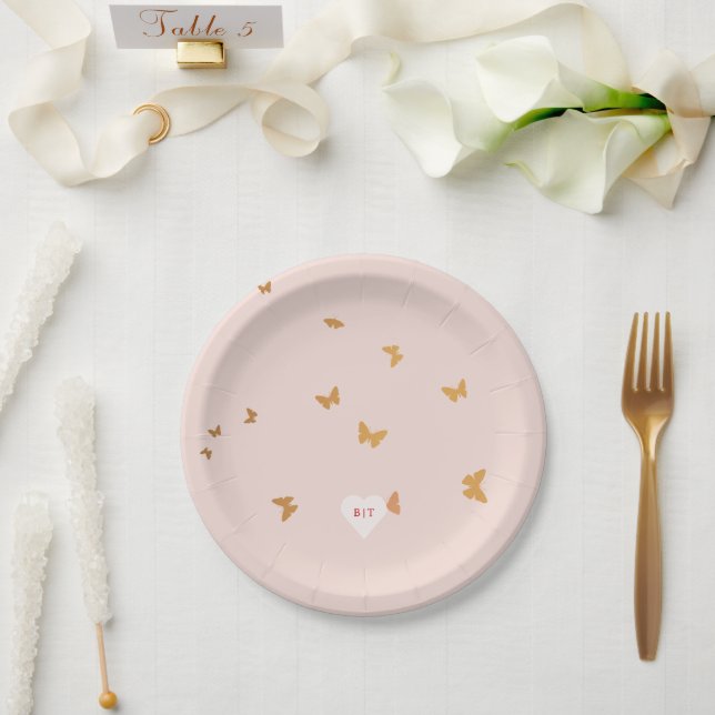 GOLDEN BUTTERFLIES WEDDING PAPER PLATE (Wedding)