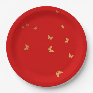 GOLDEN BUTTERFLIES WEDDING PAPER PLATE