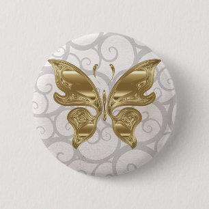 Golden butterfly 2 inch round button