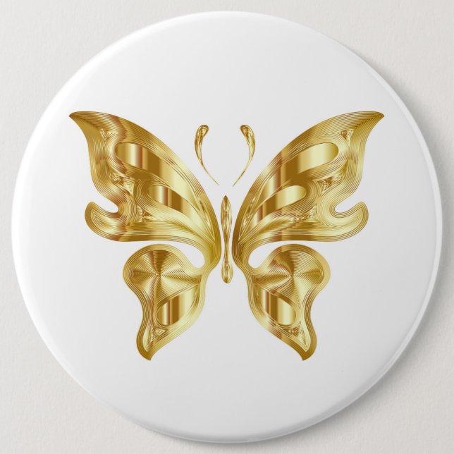 GOLDEN BUTTERFLY 6 INCH ROUND BUTTON (Front)