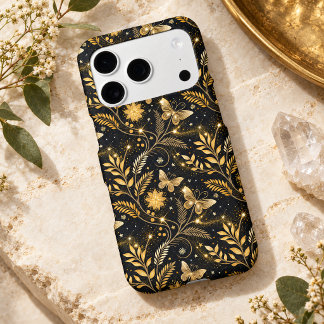 Golden Butterfly Botanical Celestial Pattern